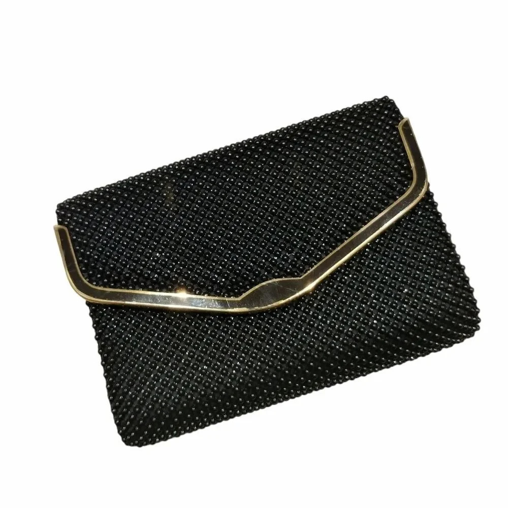 Beaded Purse/Clutch, Black,  Chain Strap